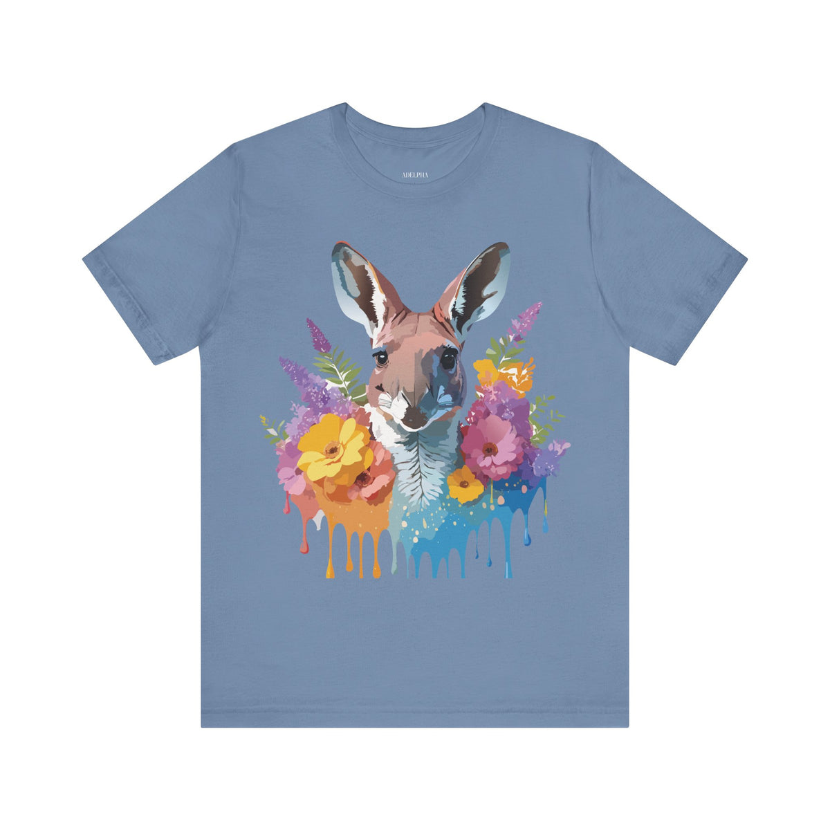 Kangaroo Graphic Unisex Cotton Bella+Canvas Tee with Art Animal Design e37