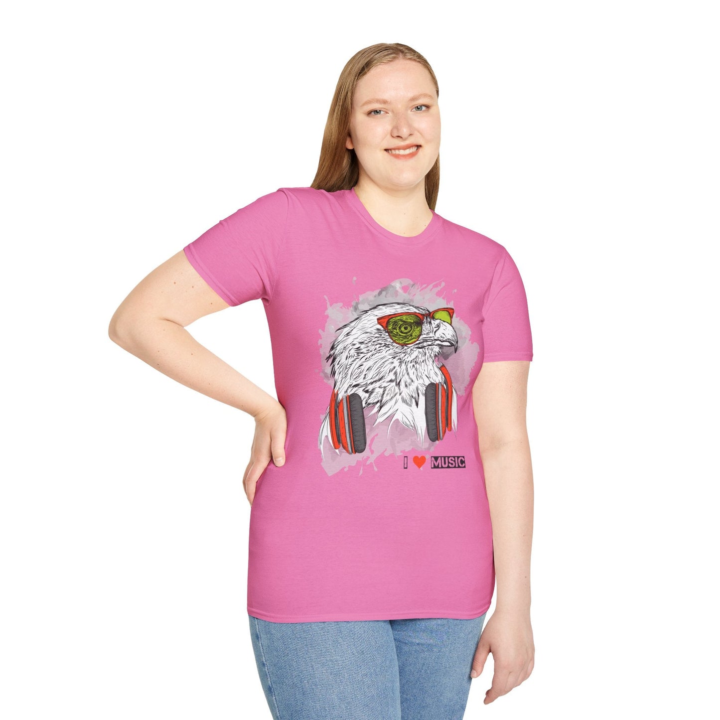 I Love Music Animals Shirt With Headphones Unisex Gildan Softstyle 64000 Tee Premium