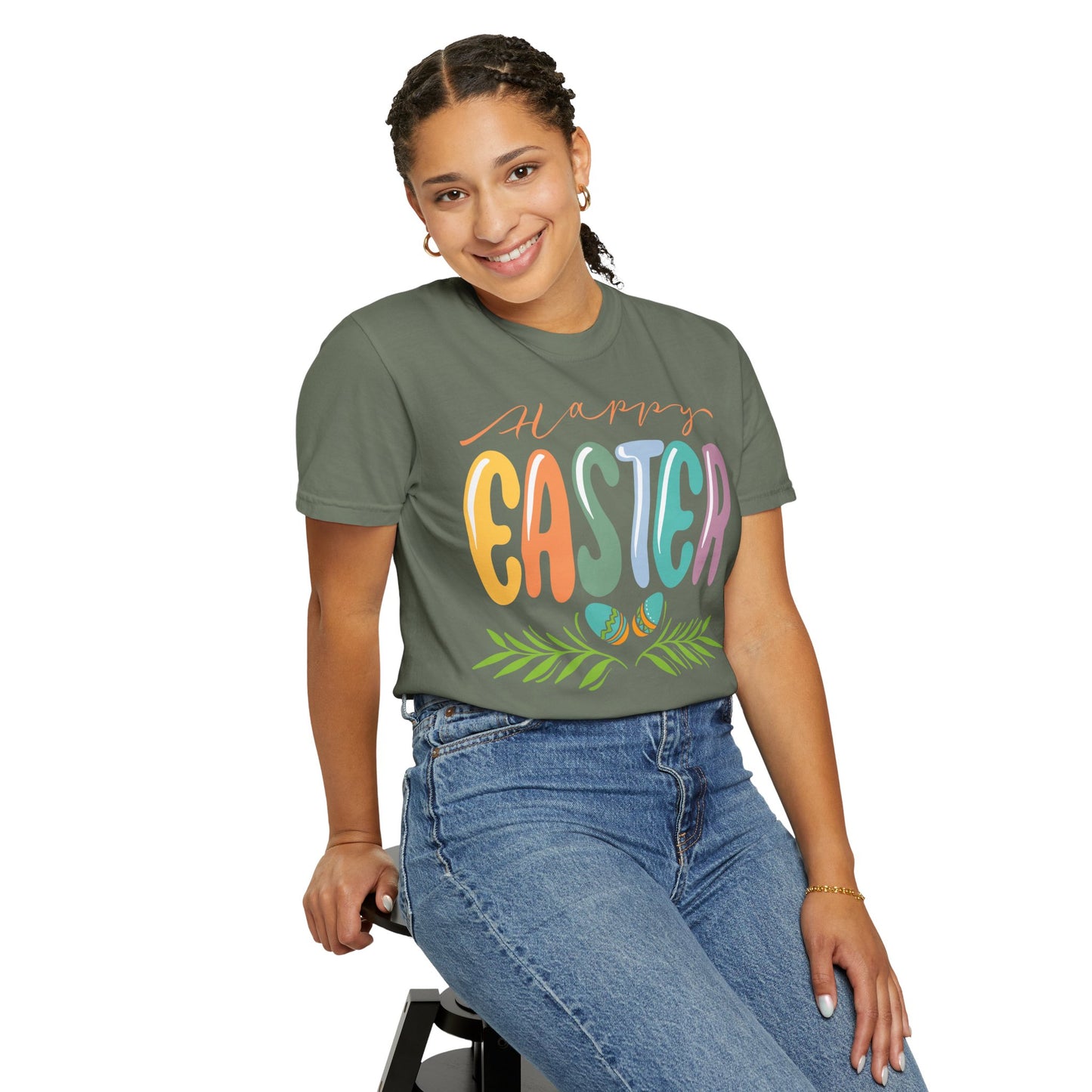 Happy Easter T-Shirt, Tee Shirt with Easter Signature, T Shirt with Easter Prints, Tee Shirt with Easter Design