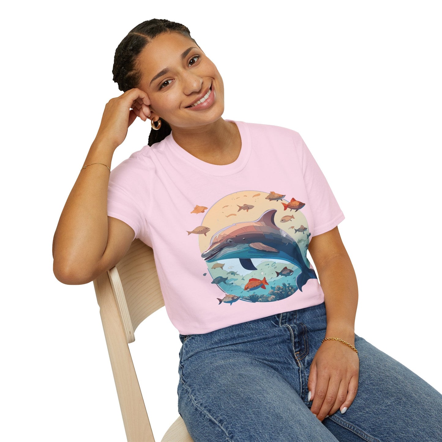 Dolphin Shirt Unisex Softstyle T Shirt 64000 100 Percent Ring Spun Cotton Tee For Everyday Comfort