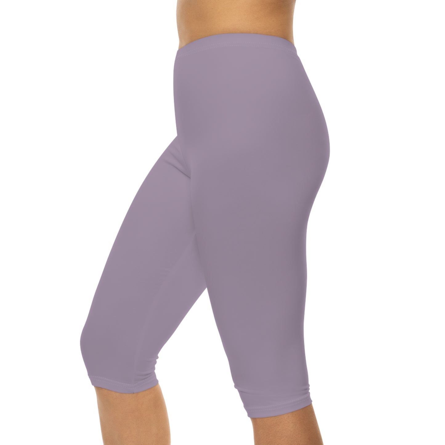 Dusty Rose Fog Color Women's Brushed Suede Poly Span Casual Capri Leggings XS-2XL