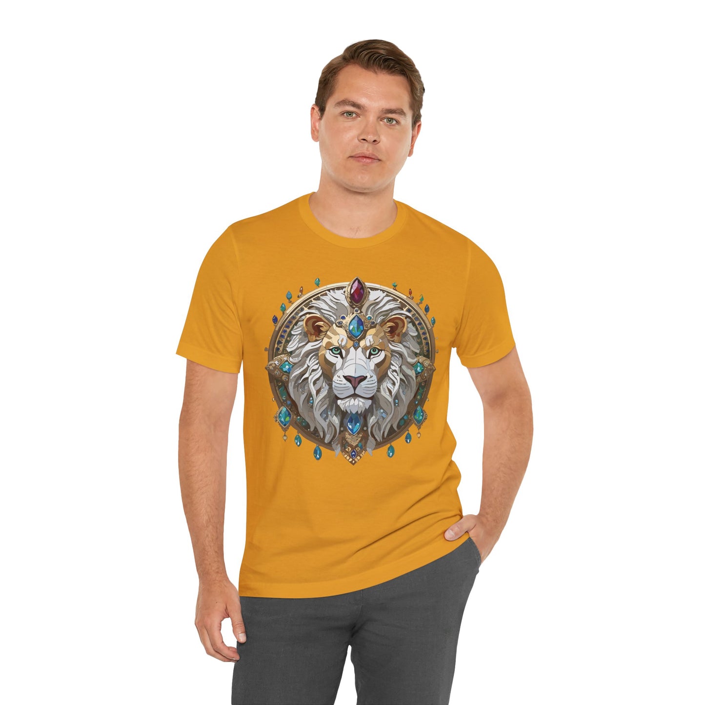 Unisex Lion Graphic Tee, Animal Shirt, Tee Shirt with Lion, Medallion T-Shirt, Animal Medallion Tees