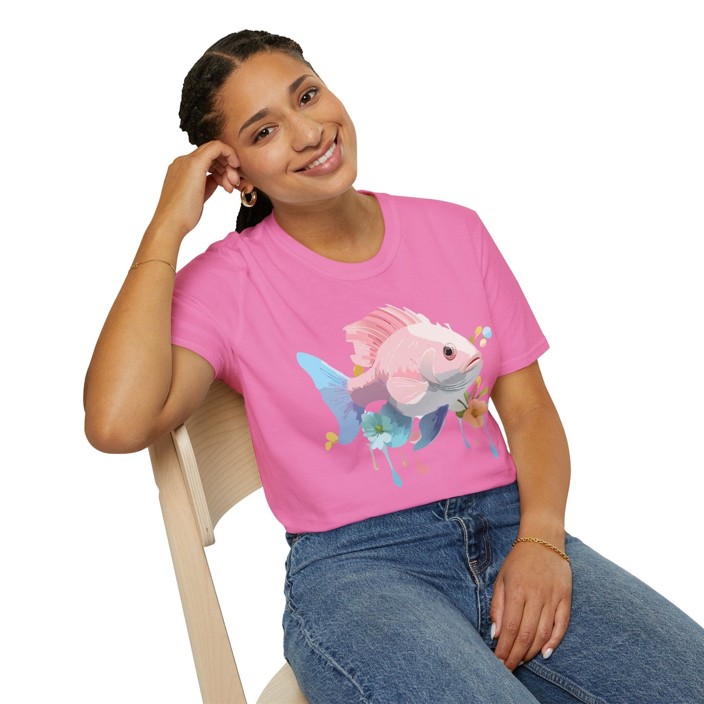 Fish Art Design Shirt Unisex Graphic Tee With Fish Illustration Gildan Softstyle 64000