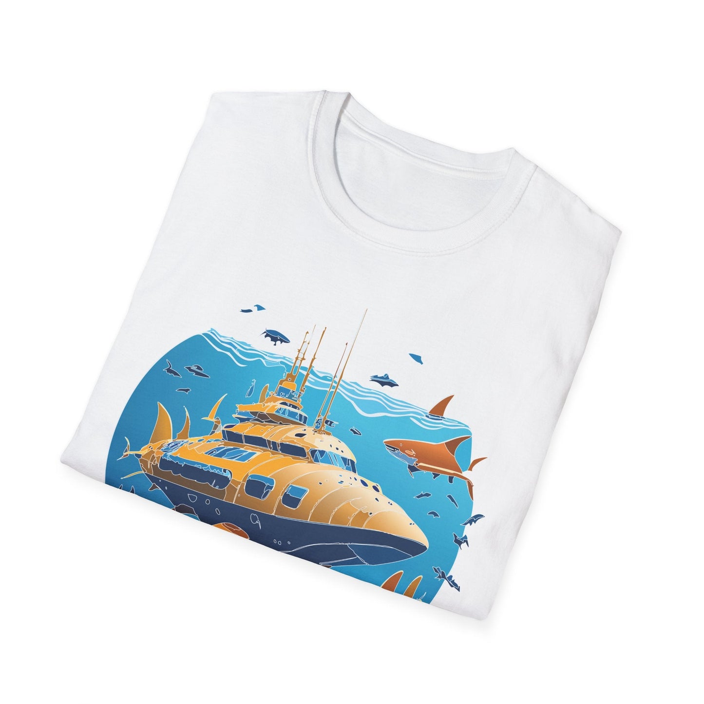 Ocean T Shirt Unisex Gildan Softstyle 64000 100 Percent Cotton Ring Spun U Boat Design Graphic