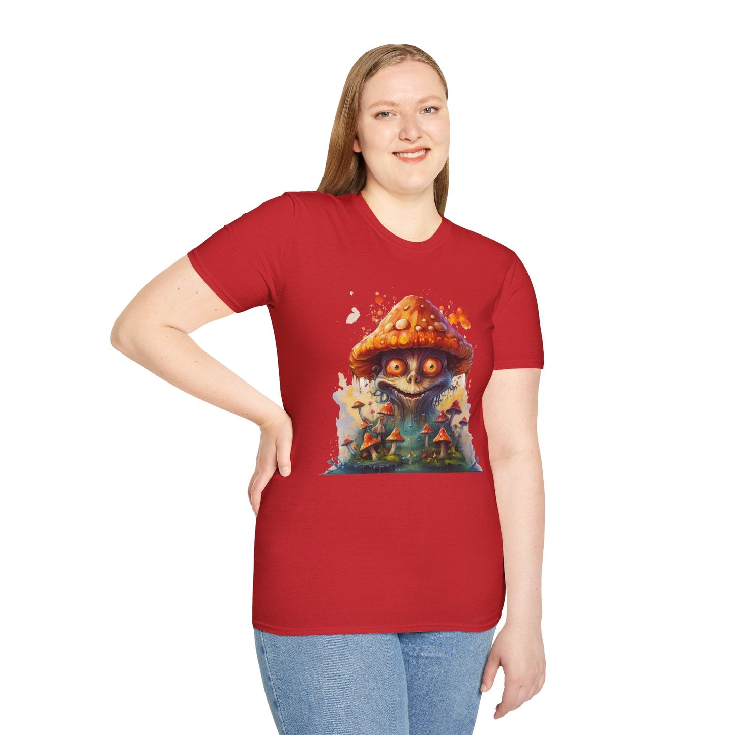 Funny Mashroom Graphic Unisex Softstyle Cotton With Cartoon Illustration Design 8