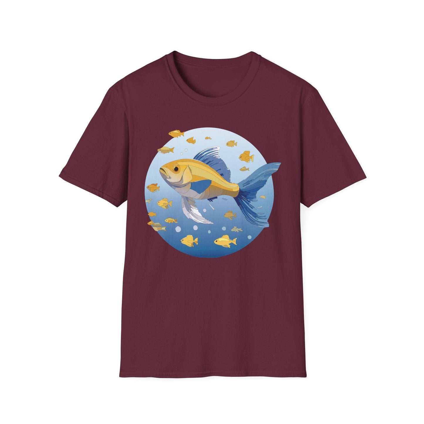 Fish Art Graphic Tee Shirt For Men And Women Unisex Cotton Softstyle Tee With Fish Artwork Design
