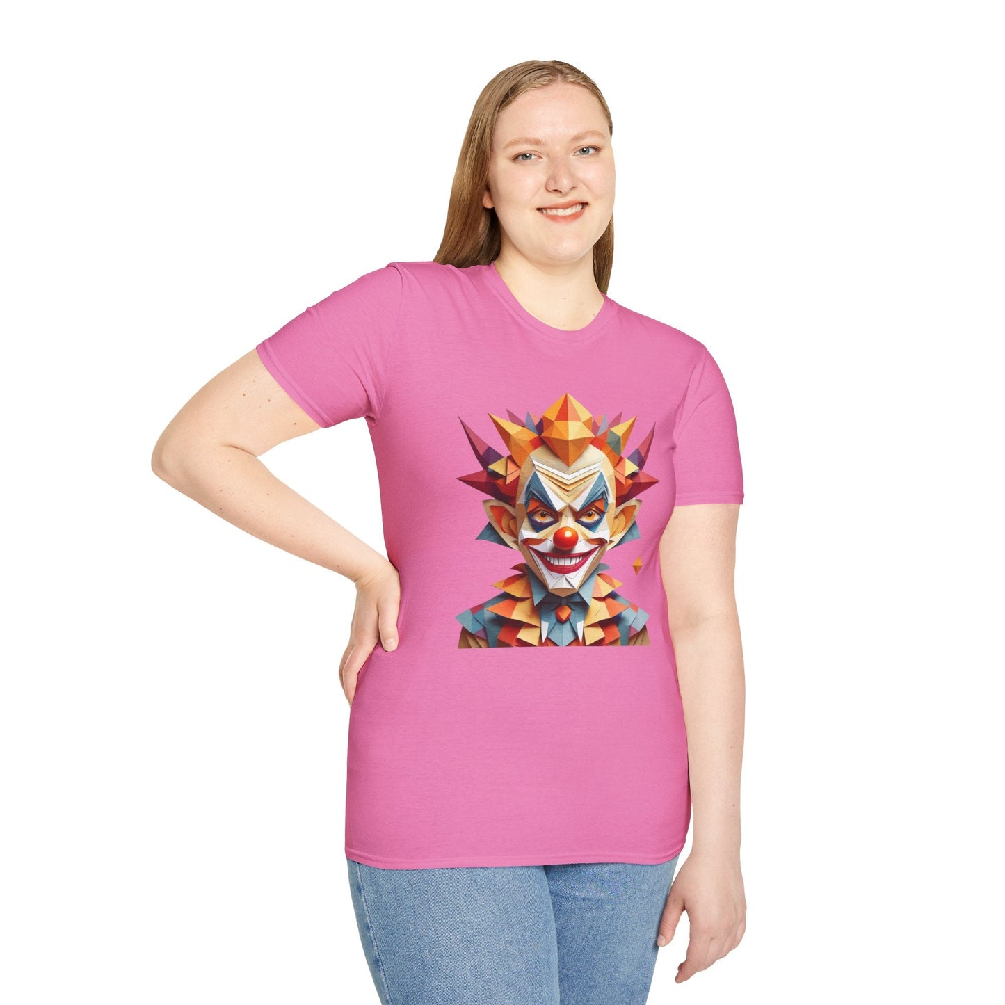 Unisex Clown Shirt With Funny Man Scary Man Circus Theme Tee Gildan Softstyle 64000