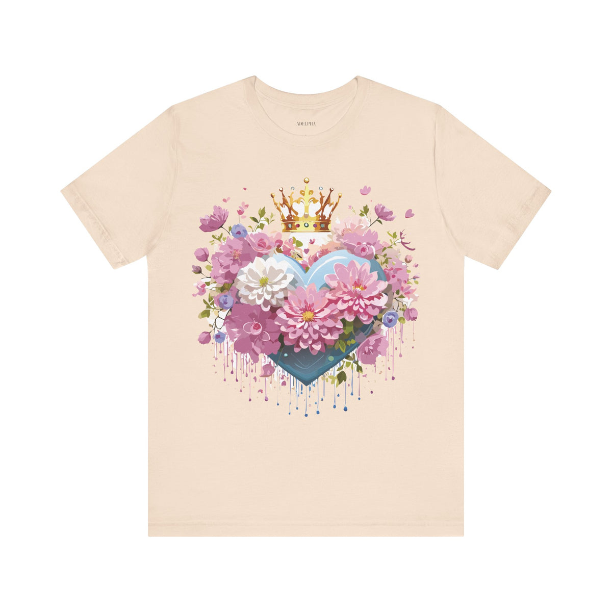 Valentine's Day Graphic Unisex Cotton Bella+Canvas Tee with Floral Art Design d128