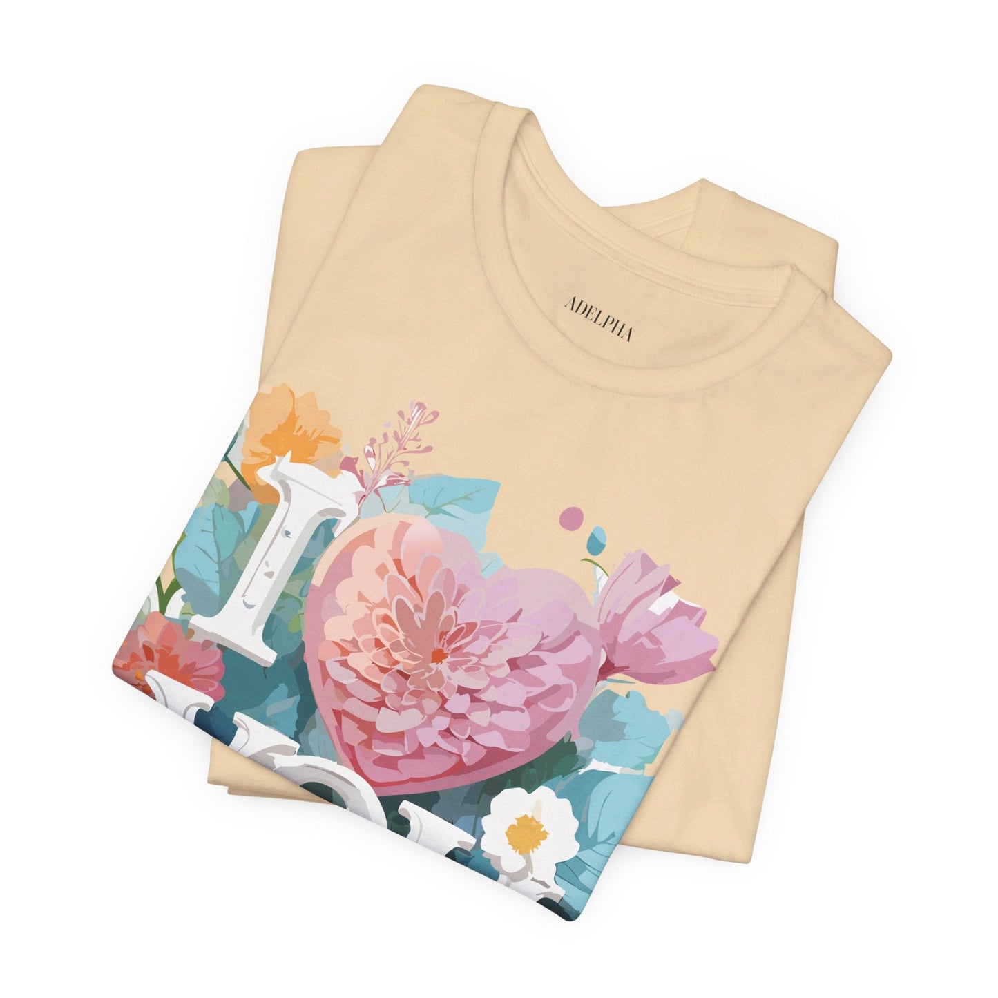 Valentine Day Graphic Unisex 100 Cotton Vintage Artwork with Love and Flower Design Tee 10