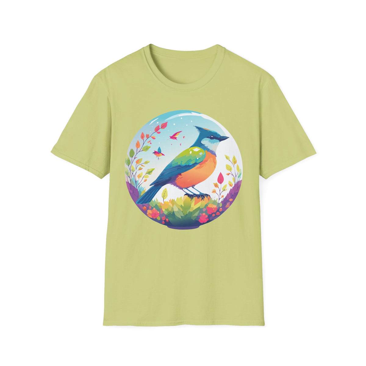 Colorful Songbird Illustration T-Shirt | Vibrant Bird Art Tee