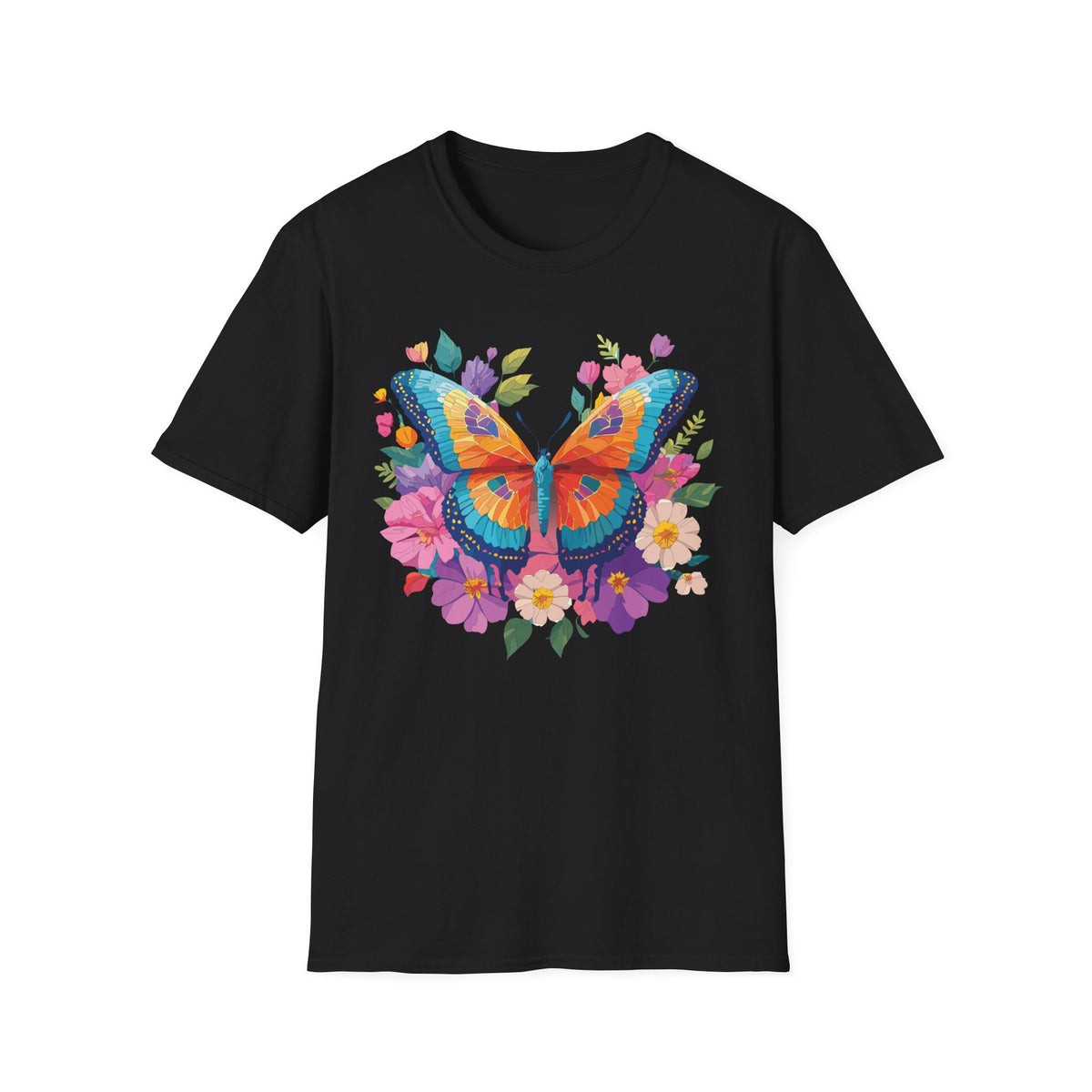 Colorful Butterfly Floral Tee | Vibrant Monarch Butterfly Graphic Tee Unisex 100 Cotton Gildan T-Shirt