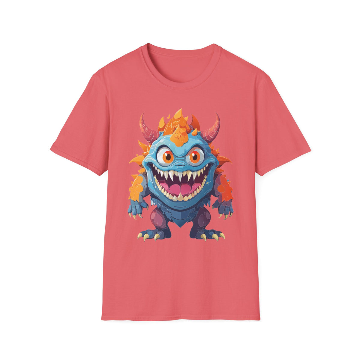 Cute Colorful Monster T-Shirt — Fun Cartoon Demon Cartoon Graphic Tee Unisex 100 Cotton Gildan T-Shirt