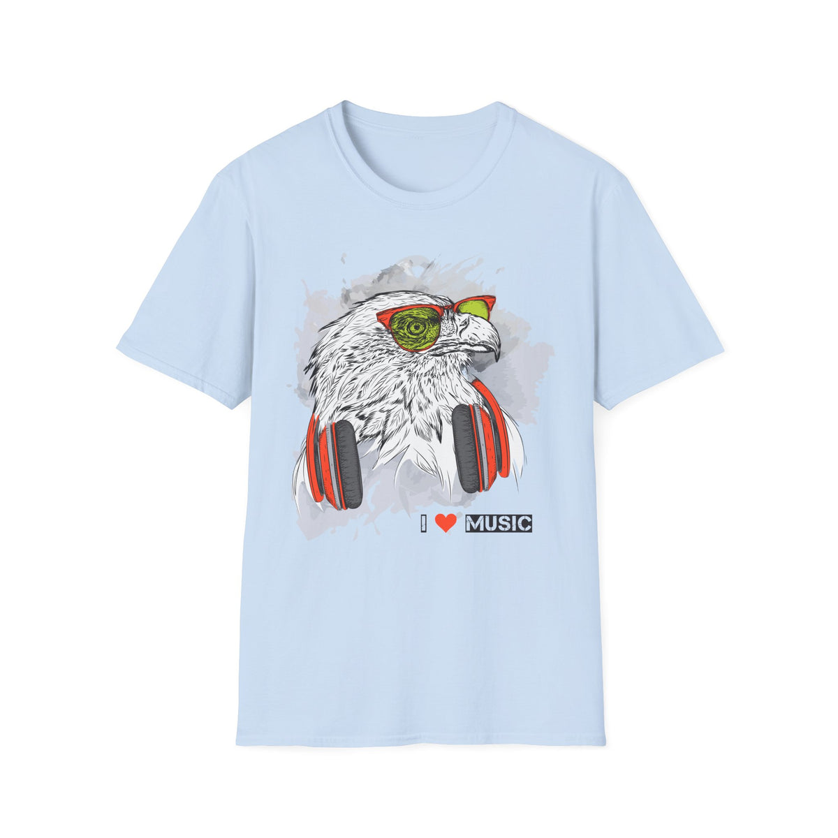 Eagle with Headphones T-Shirt Unisex Cotton Short Sleeves I Music Graphic Tee