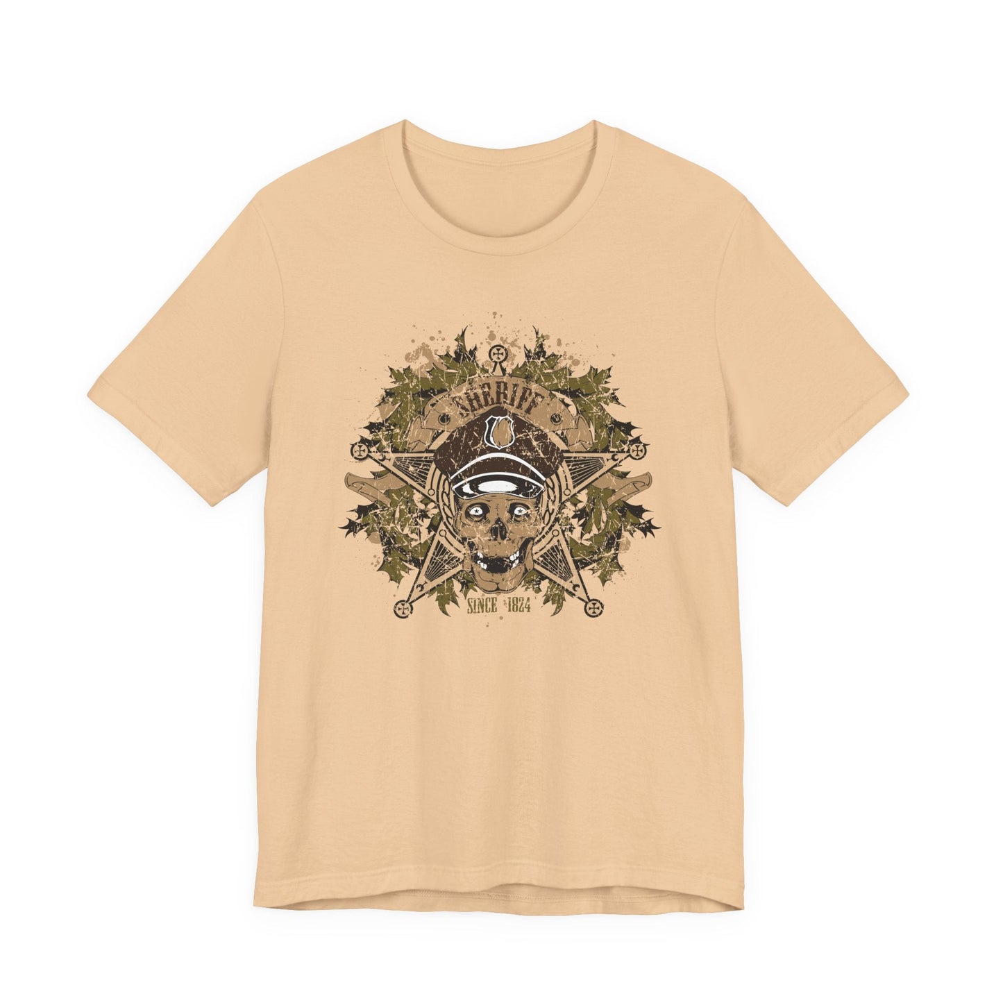 Skull Floral Emblem Graphic Unisex Cotton Tee Art-45