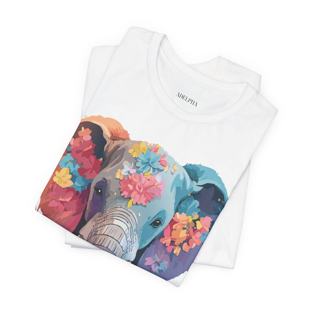 Elephant Graphic Unisex Cotton Bella+Canvas Tee with Art Animal Design e127