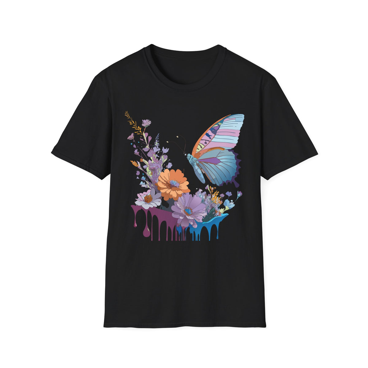 Butterfly Floral Graphic Design Unisex 100 Cotton Gildan T-Shirt