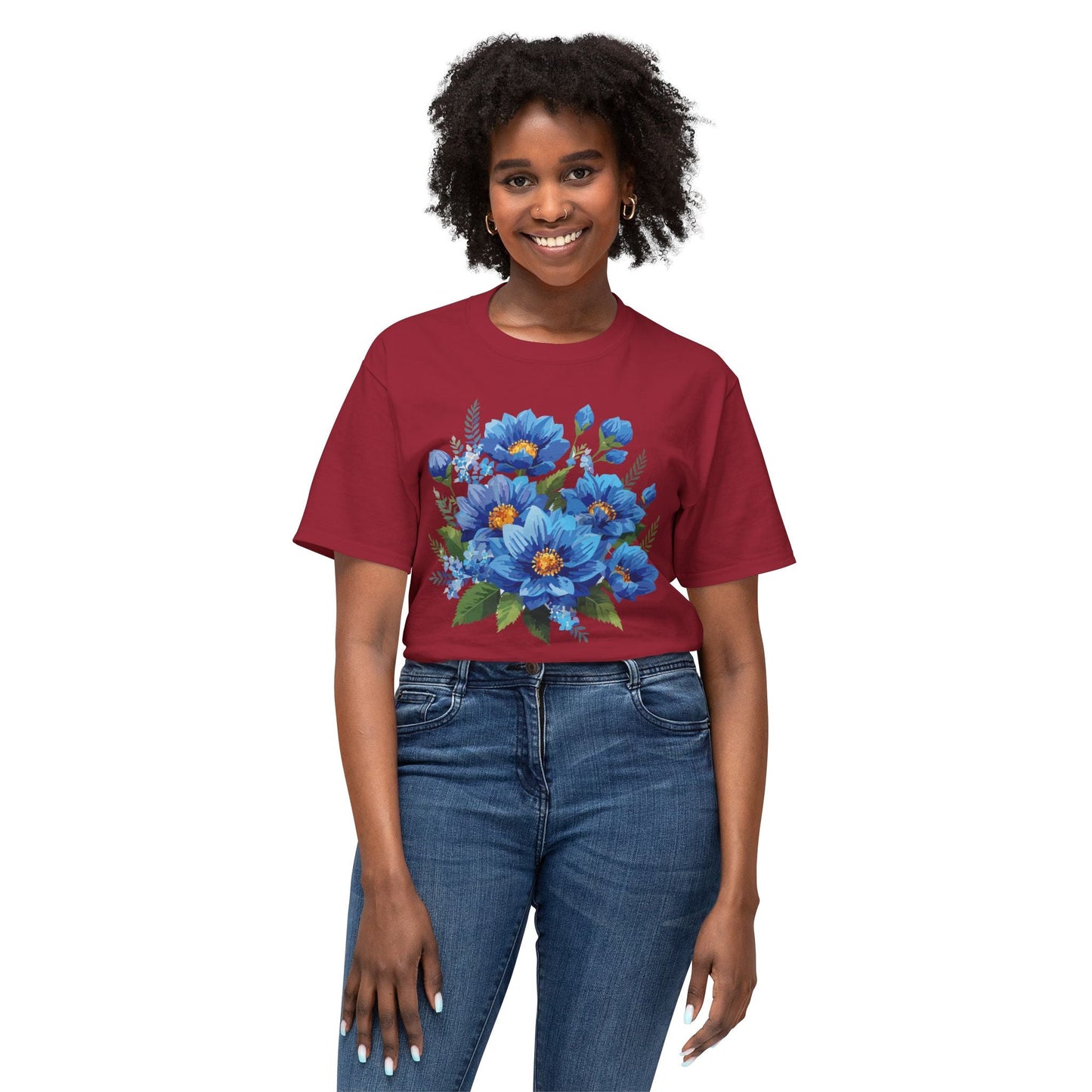 Unisex Floral T Shirt with Vintage Flower Art Print HD Cotton Tee Designed In USA