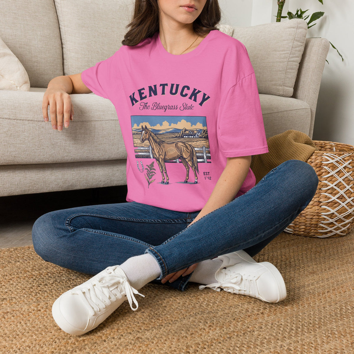 Kentucky Horse Vintage Graphic T-Shirt — The Bluegrass State Travel Tourist Graphic Tee Unisex 100 Cotton Gildan T-Shirt