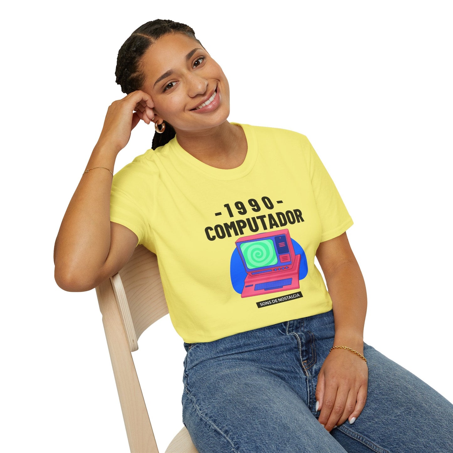 1990 Computador Retro T-Shirt Unisex Cotton Vintage Computer Graphic Tee