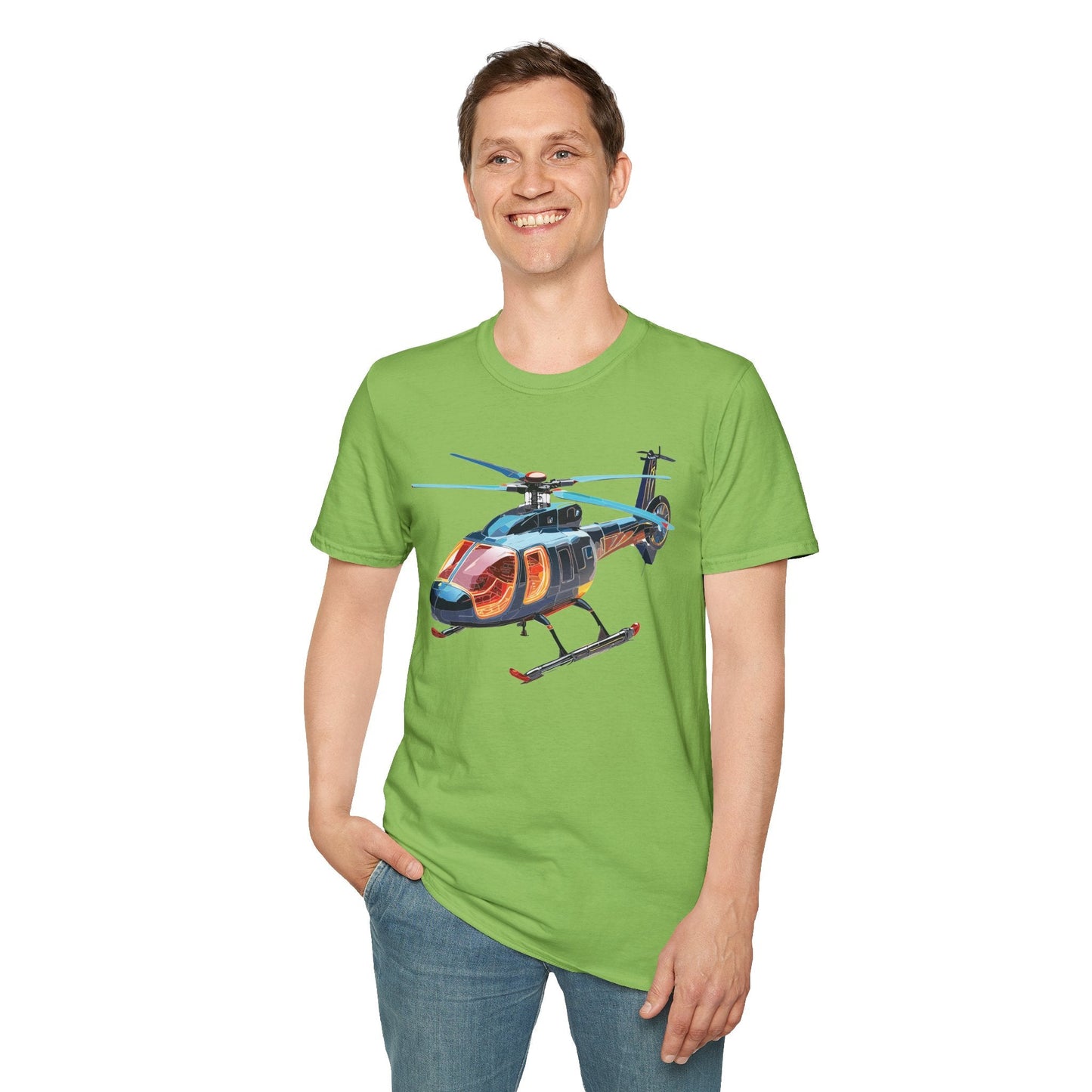 Unisex Helicopter Chopper Shirt Graphic Tee Softstyle 64000 100 Percent Ring Spun Cotton