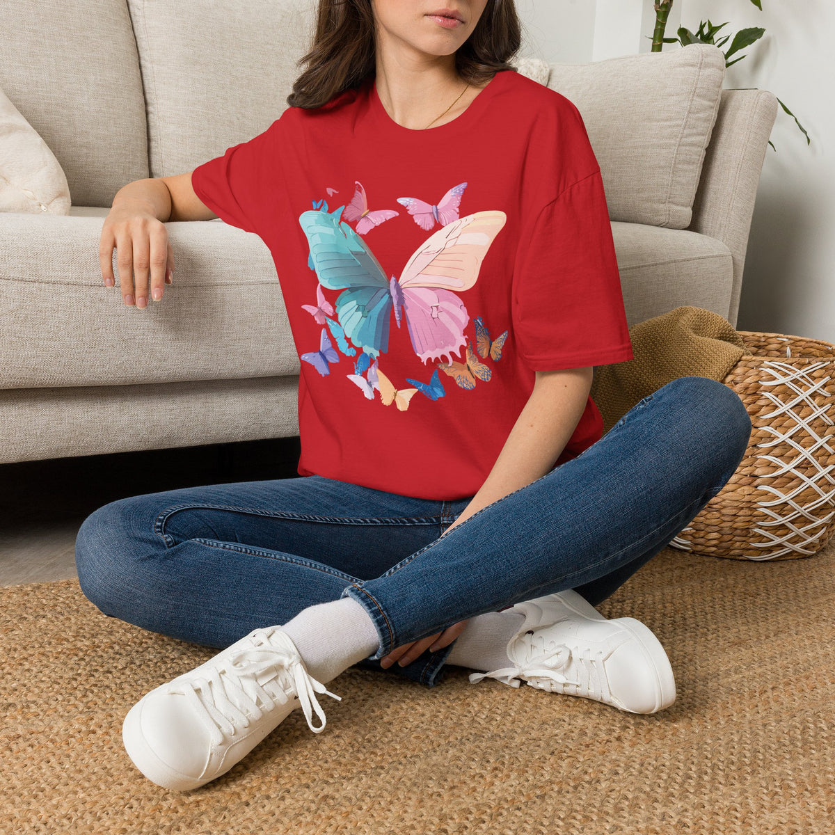 Colorful Butterfly Graphic Design Unisex 100 Cotton Gildan T-Shirt