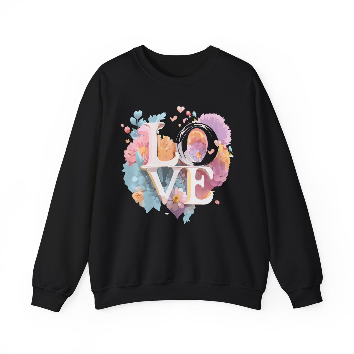 Floral Love Graphic Valentine's Day Sweatshirt Unisex 50/50 Cotton-Poly Sweatshirt w46