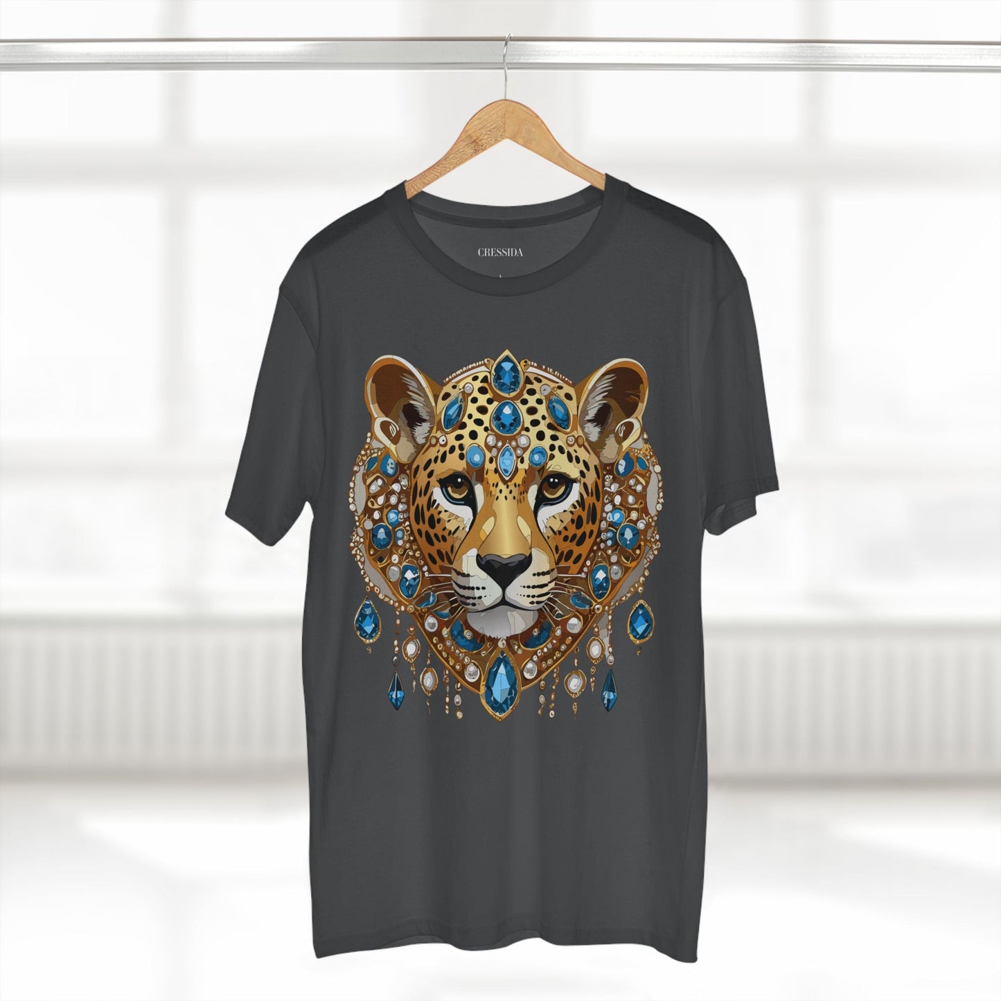 Cheetah Graphic Unisex 100 Cotton Tee With Unique Animal Golden Medallion Art Design 46