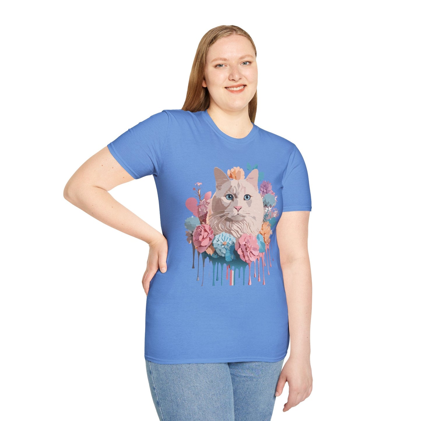 Cat Shirt Unisex Short Sleeve Cat Tee Kitten Design Gildan Softstyle 64000 Tee