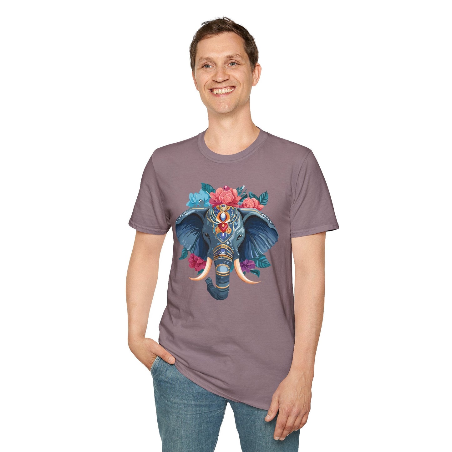 Elephant T Shirt Unisex Softstyle Tee Gildan 64000 100 Percent Ring Spun Cotton Fabric