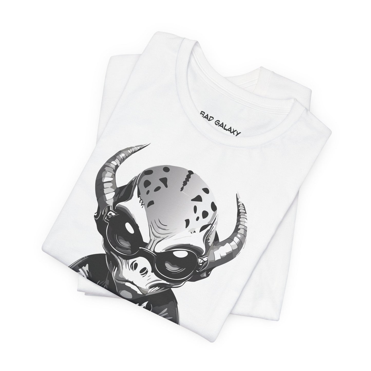 Alien Graphic Tee Shirt From Bad Galaxy Made To Order In USA 100 Percent Cotton Eco Friendly Inks