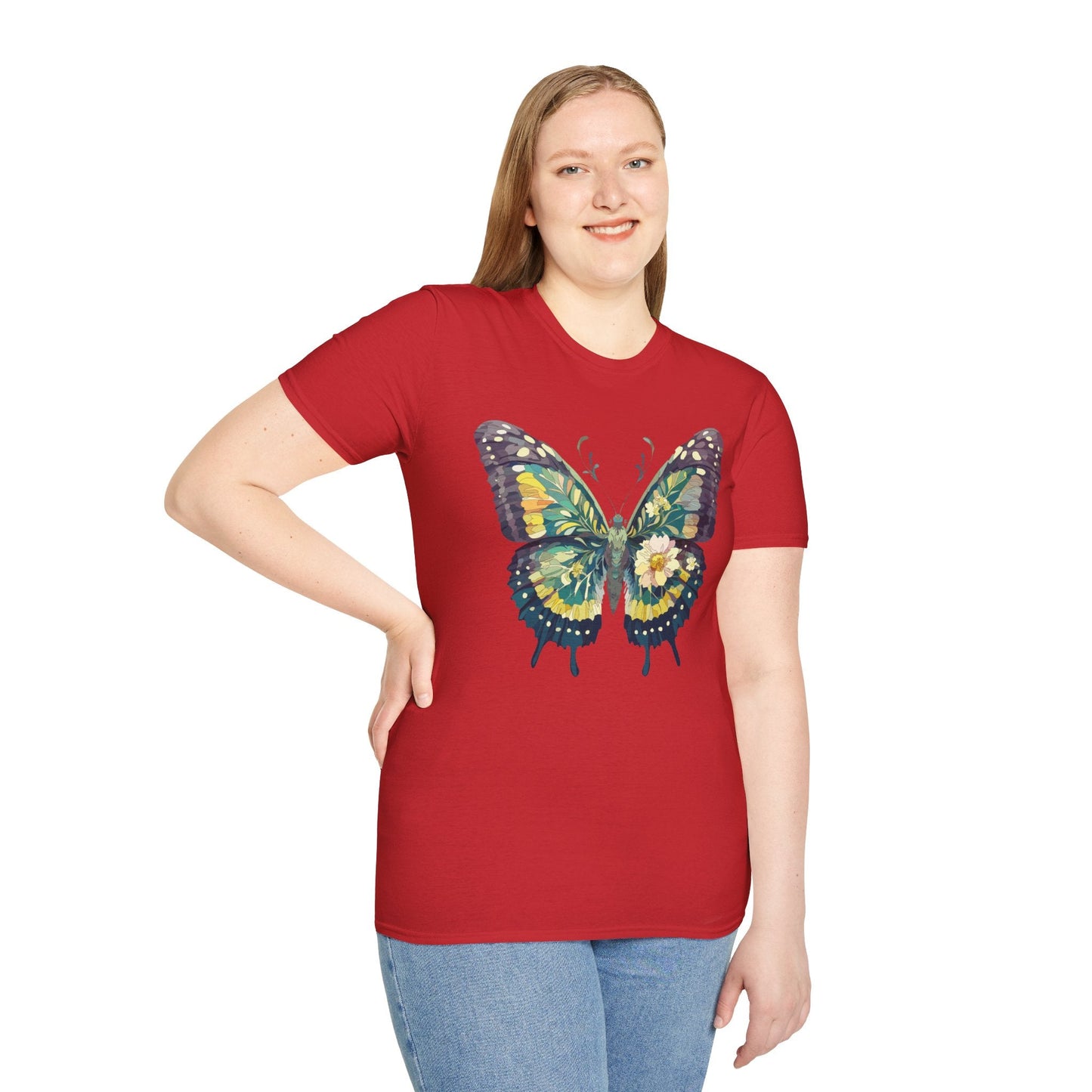 Butterfly Shirt Unisex Monarch Print T Shirt Gildan Softstyle 64000 Lightweight Tee