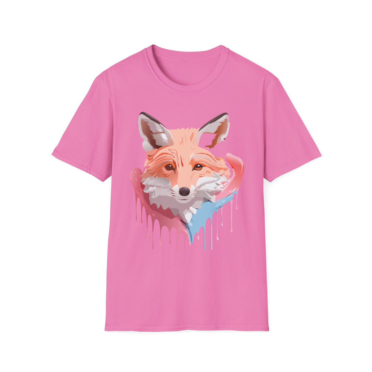 Watercolor Fox Face T-Shirt | Drip Paint Fox Tee