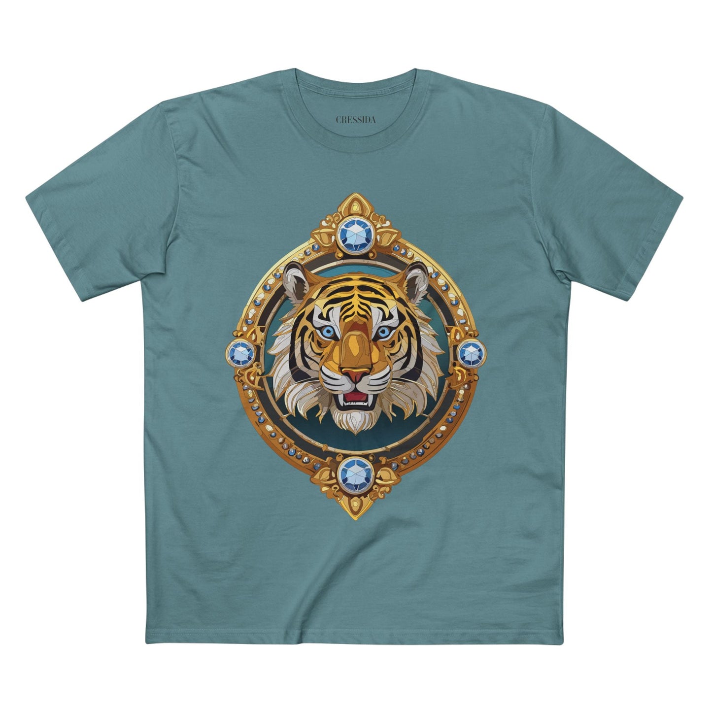 Tiger Graphic Unisex 100 Cotton Tee With Unique Animal Golden Medallion Art Design 6