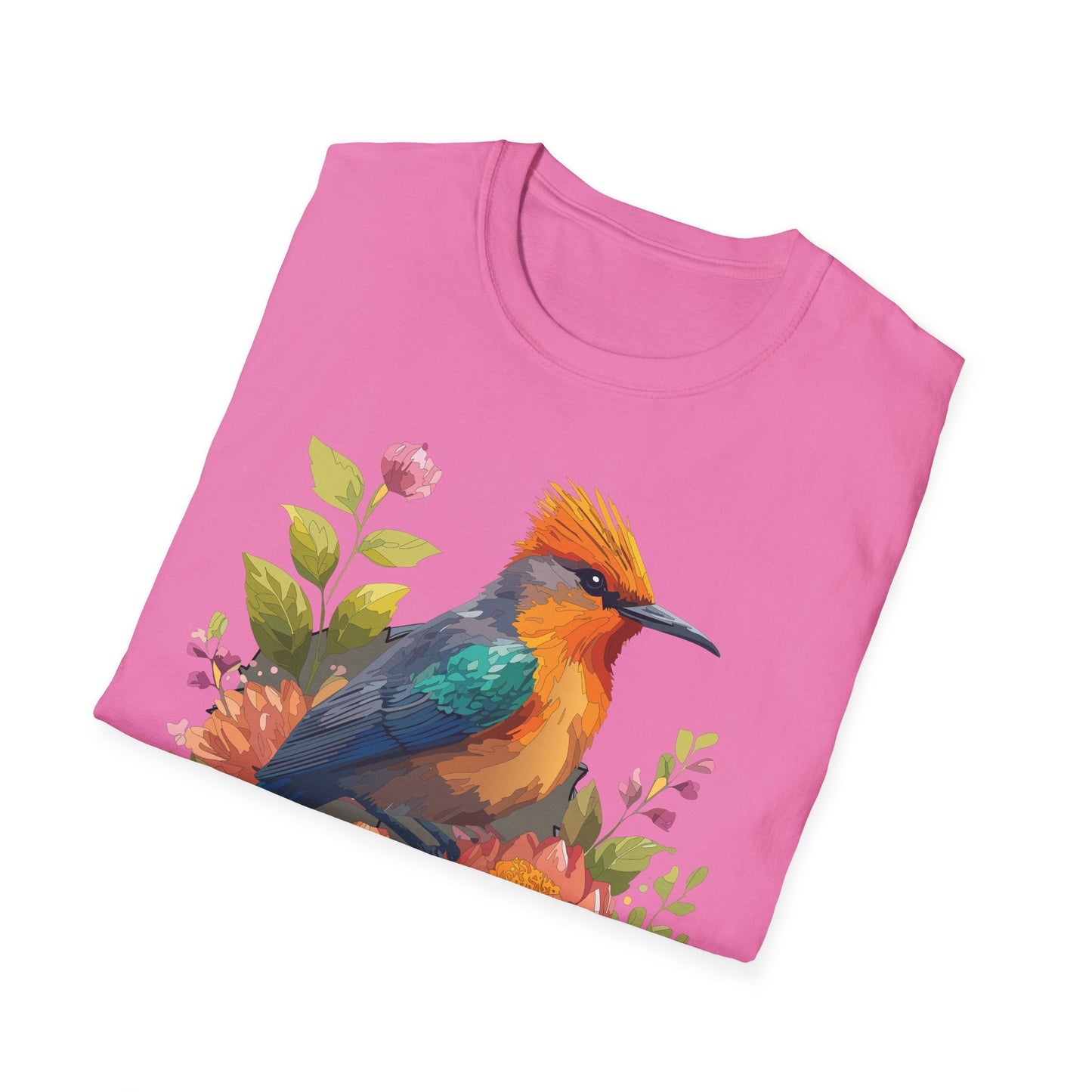 Floral Bird T Shirt For Unisex Wear Gildan Softstyle 64000 100 Percent Cotton Tee