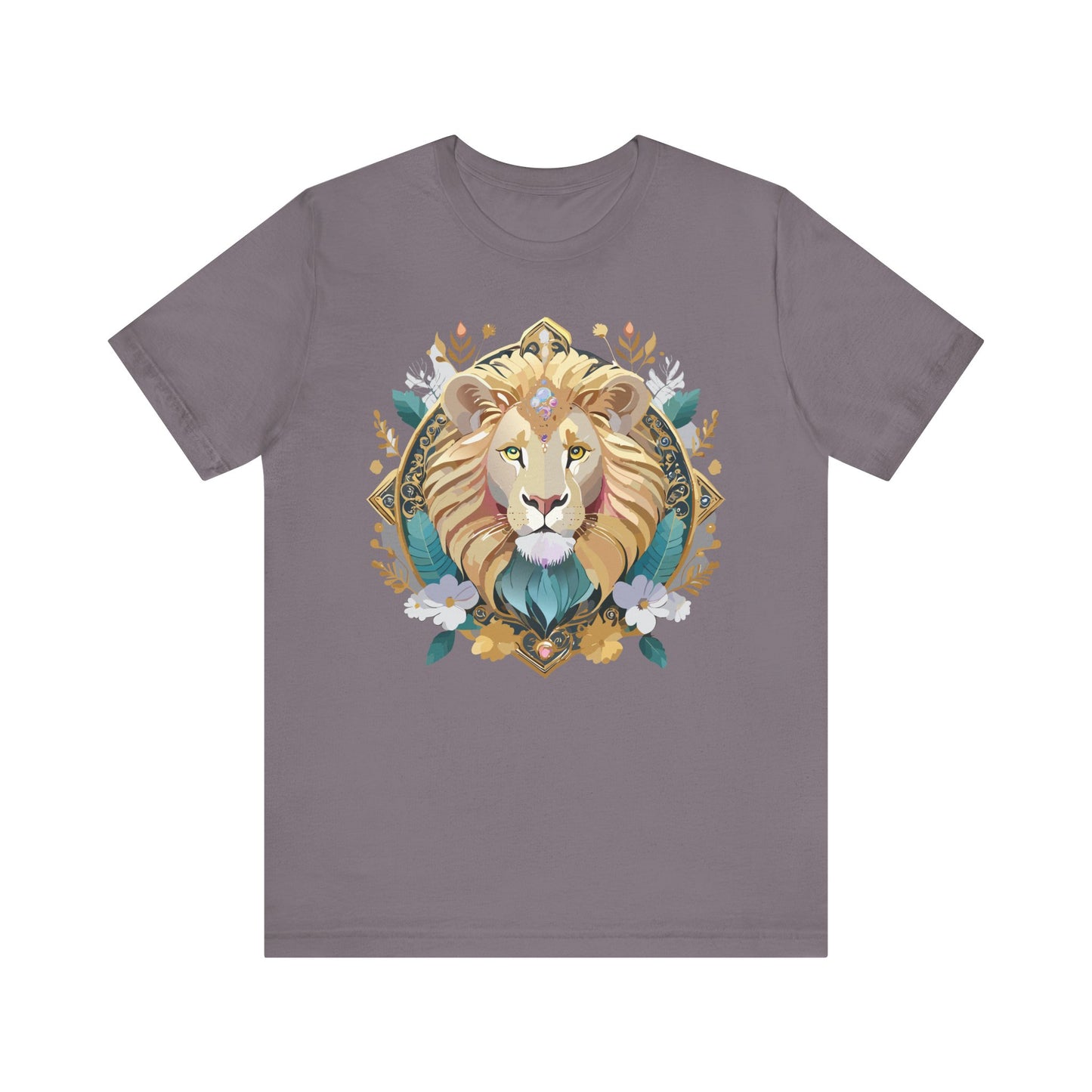 Unisex Lion Graphic Tee, Animal Shirt, Tee Shirt with Lion, Medallion T-Shirt, Animal Medallion Tees 2