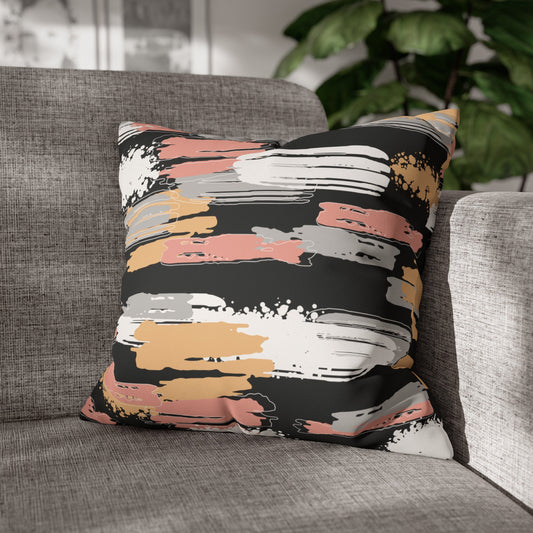 Faux Suede Pillowcase with Abstract print