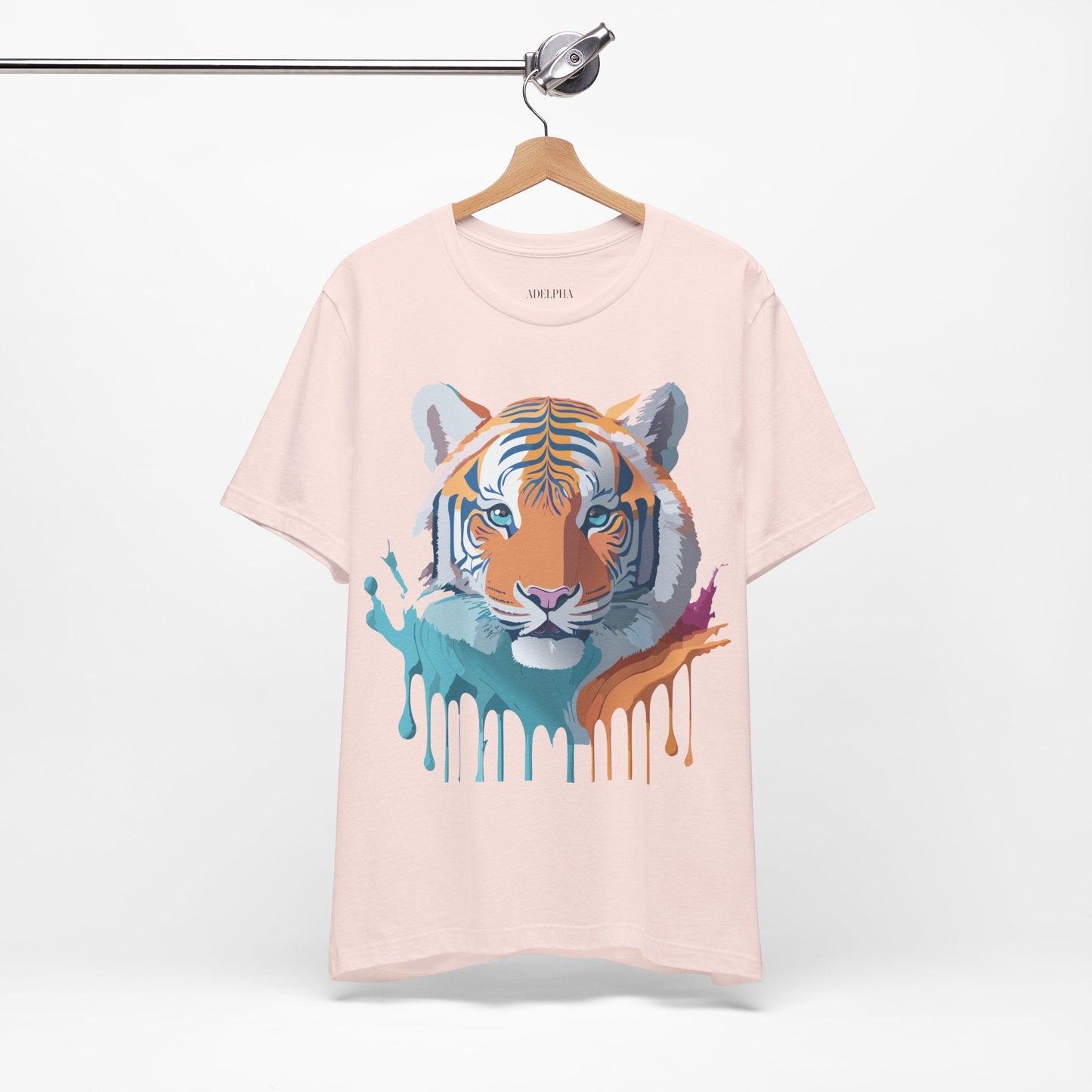Tiger Graphic Tee Unisex Short Sleeve Shirt With Vintage Inspired Adelpha Artwork
