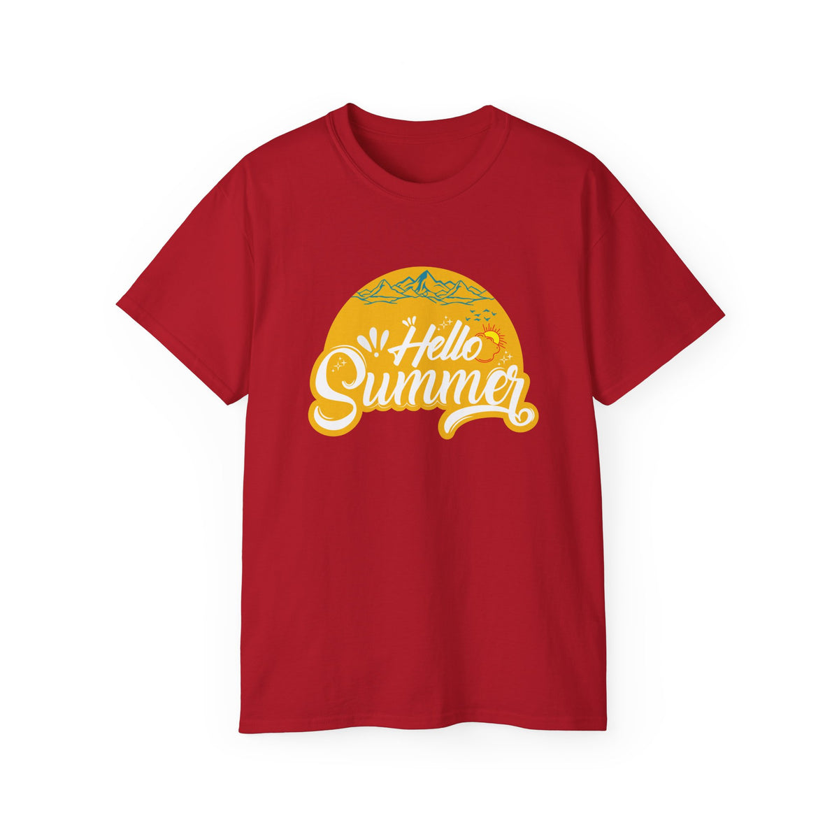 Hello Summer graphic Tee | Retro sun script design, black t-shirt
