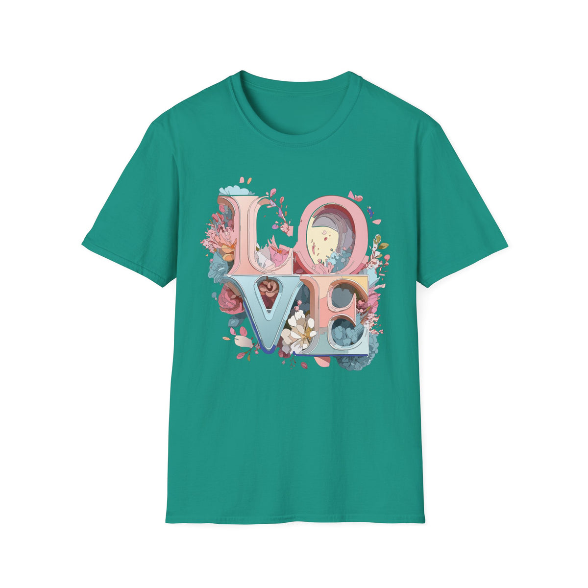 Floral LOVE Lettering T-Shirt | Pastel Botanical Typography