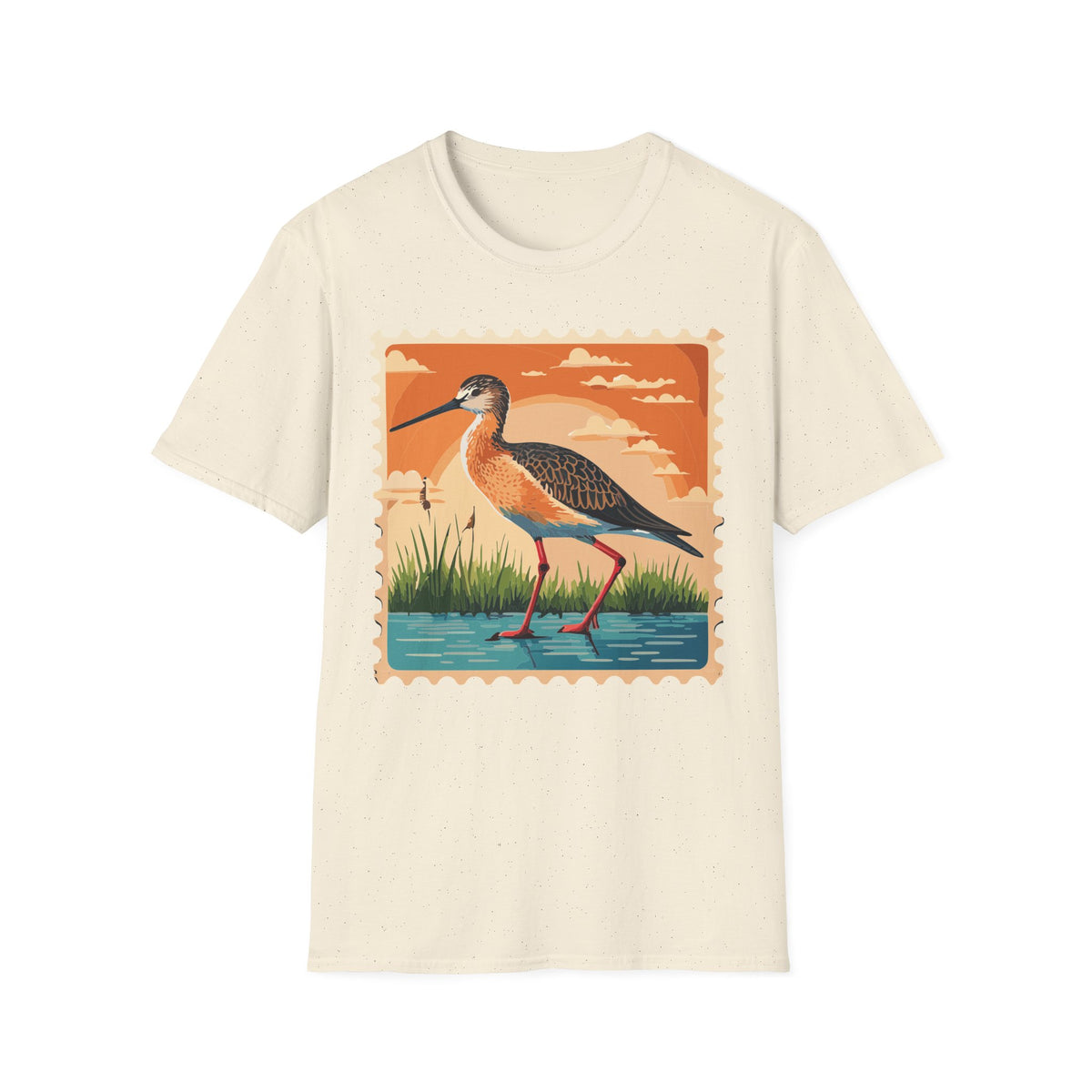 Marsh Bird Illustration T-Shirt | Retro Shorebird Graphic Tee Unisex 100 Cotton Gildan T-Shirt