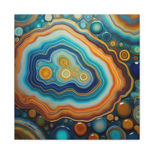 Agate Stone Graphic Print Canvas, Oil Paint Print 20x20, 24x24, 30x30, 32x32, 36x36 Canvas Pine-Wood Inner Frame MC-190