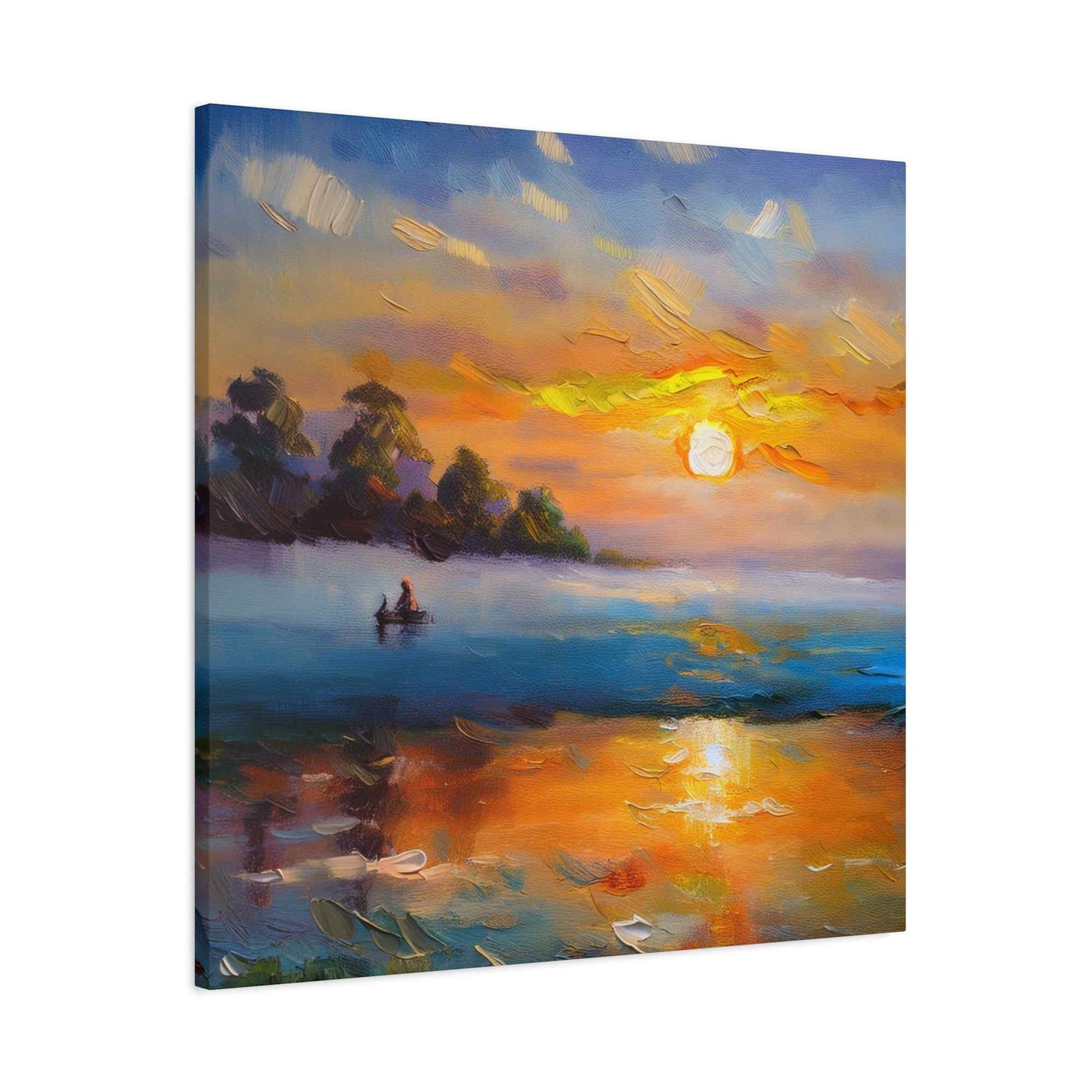 Sunrise Print Canvas, Oil Paint Print 20x20, 24x24, 30x30, 32x32, 36x36 Art Design Print Pine-Wood Inner Frame MC-43