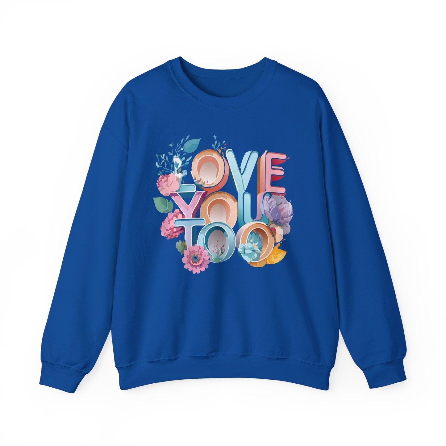 Floral Love Sweatshirt Valentines Day Unisex Crewneck Gildan 18000 Heavy Blend Warm