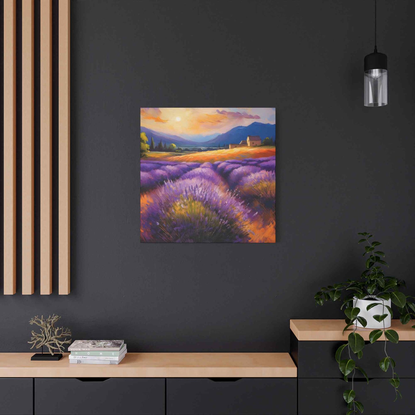 Lavender Landscape Print Canvas, Landscape Oil Paint Print 20x20, 24x24, 30x30, 32x32, 36x36 Art Design Print Non-Frame MC-33
