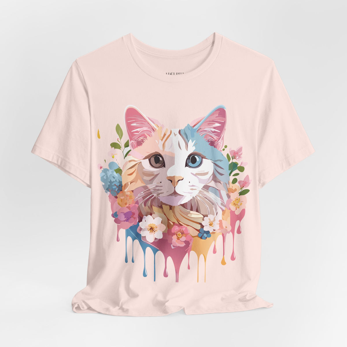 Cat Graphic Unisex Cotton Bella+Canvas Tee with Art Animal Design e209