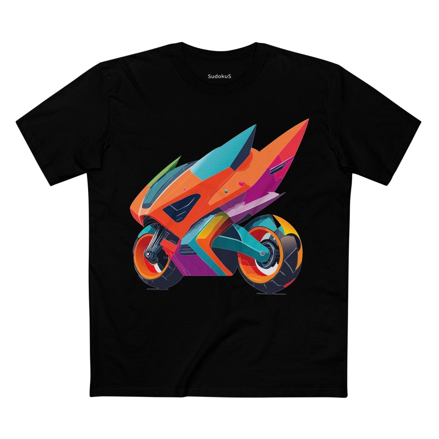 Moto Bike Graphic Unisex 100 Cotton Staple Tee 2