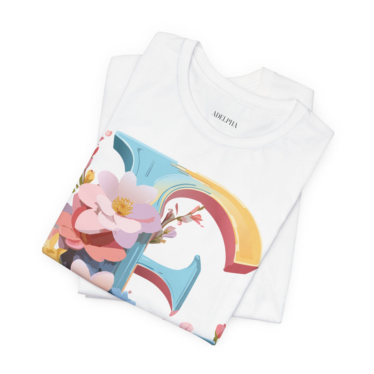 Letter E Graphic Unisex Cotton Bella+Canvas Tee with Art Letter Design