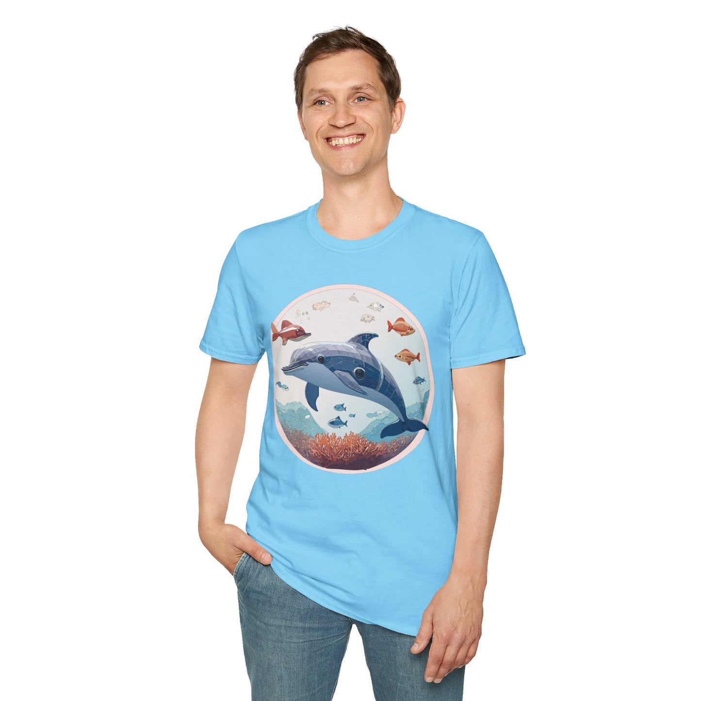 Dolphin Shirt Unisex Softstyle Tee One Hundred Percent Ring Spun Cotton Lightweight Comfort