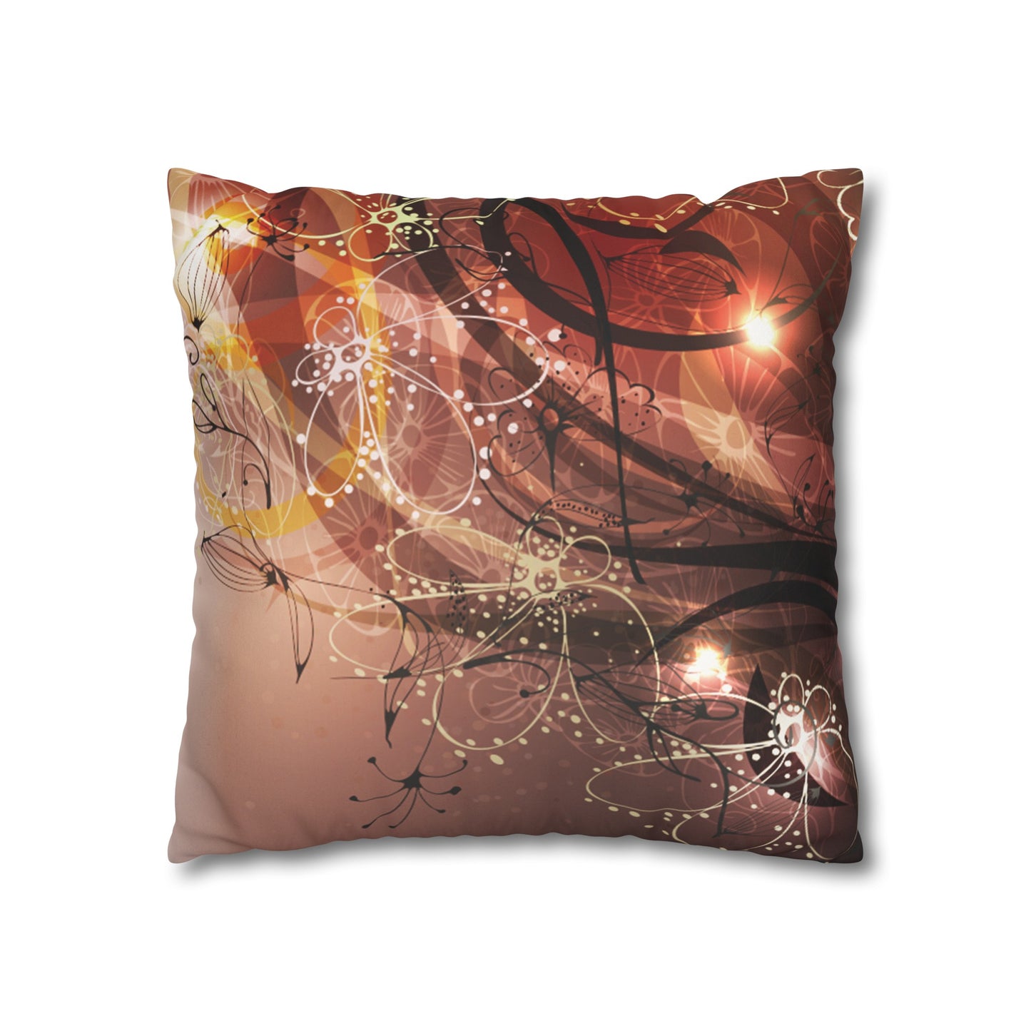 Faux Suede Pillowcase with Abstract print