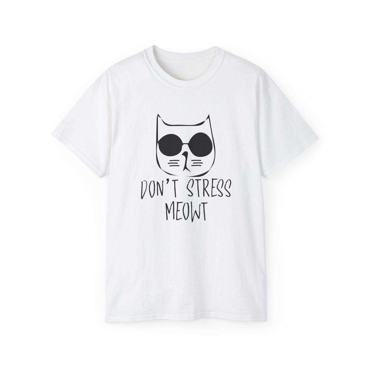 Don't Stress Meowt Cat Face Tee | Cat with Sunglasses Shirt